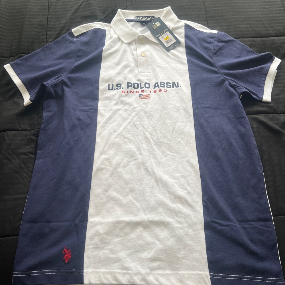U.S. Polo Assn. Blue and White Polo Shirt Classic Design